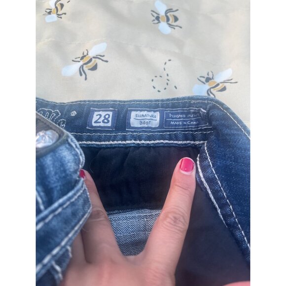 Miss Me Denim Dark Blue Signature Boot Coot Cut Rhinestone Denim Jp5002-32 sz 28 - Picture 3 of 9